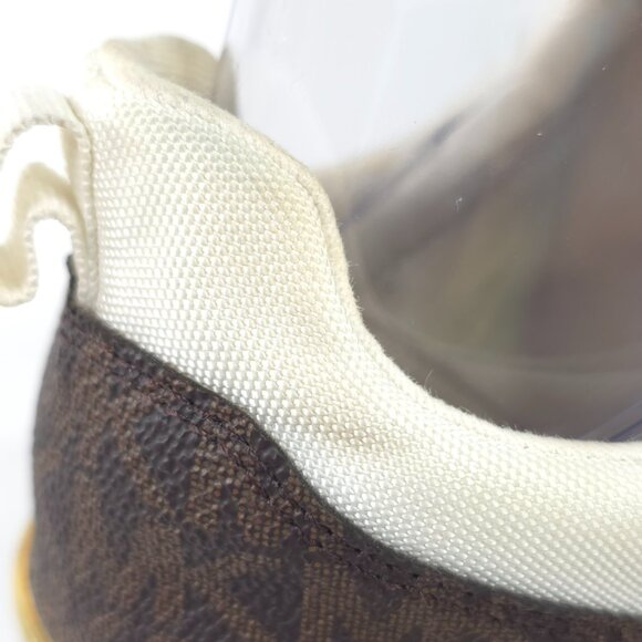MK MICHAEL KORS WOMEN'S SIZE 9 M WHITE BROWN SNEAKERS LOGO LS22B LACE UP LOW TOP - Picture 12 of 16